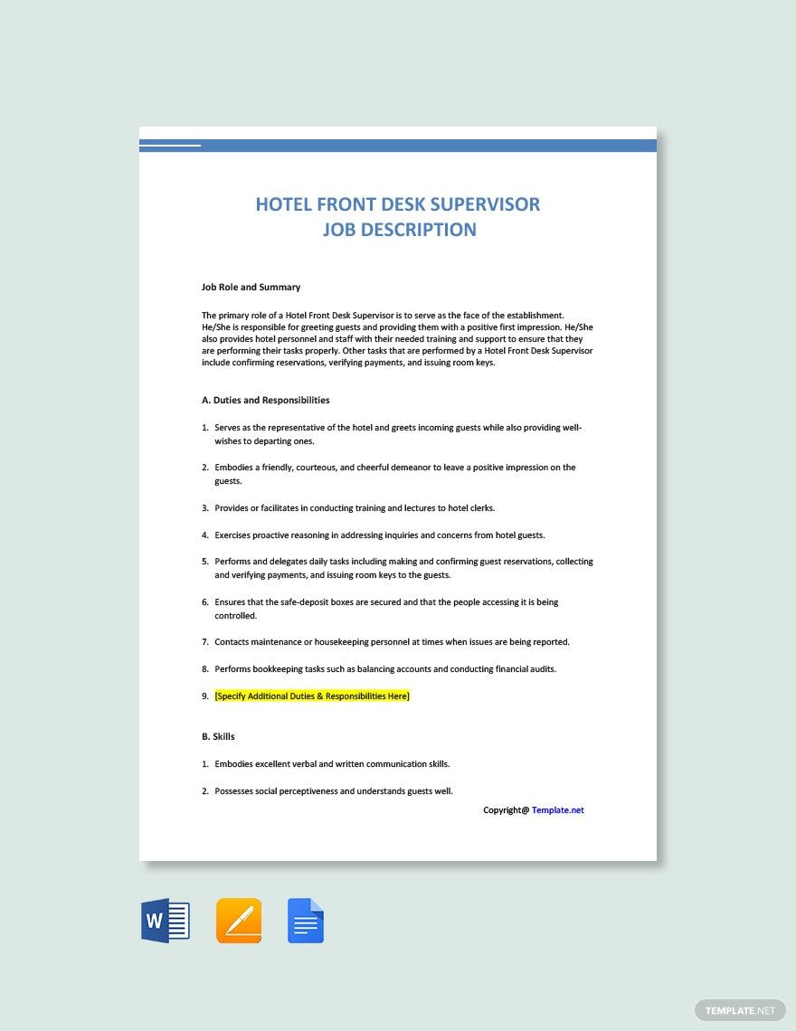 Front Desk Cover Letter 10 Free Word PDF Format Download