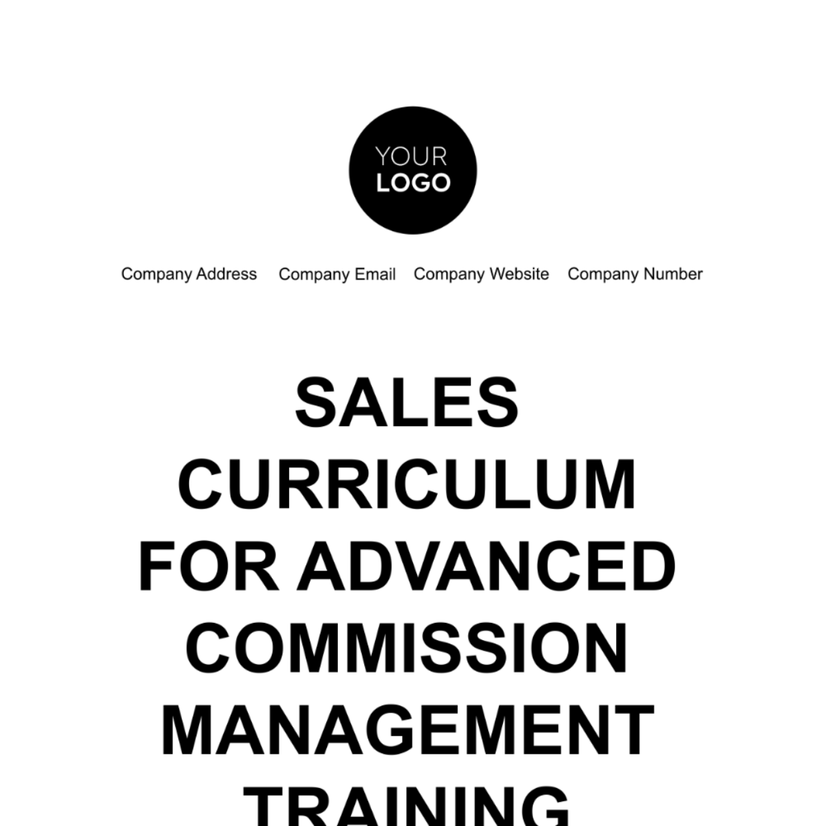 Sales Curriculum for Advanced Commission Management Training Template