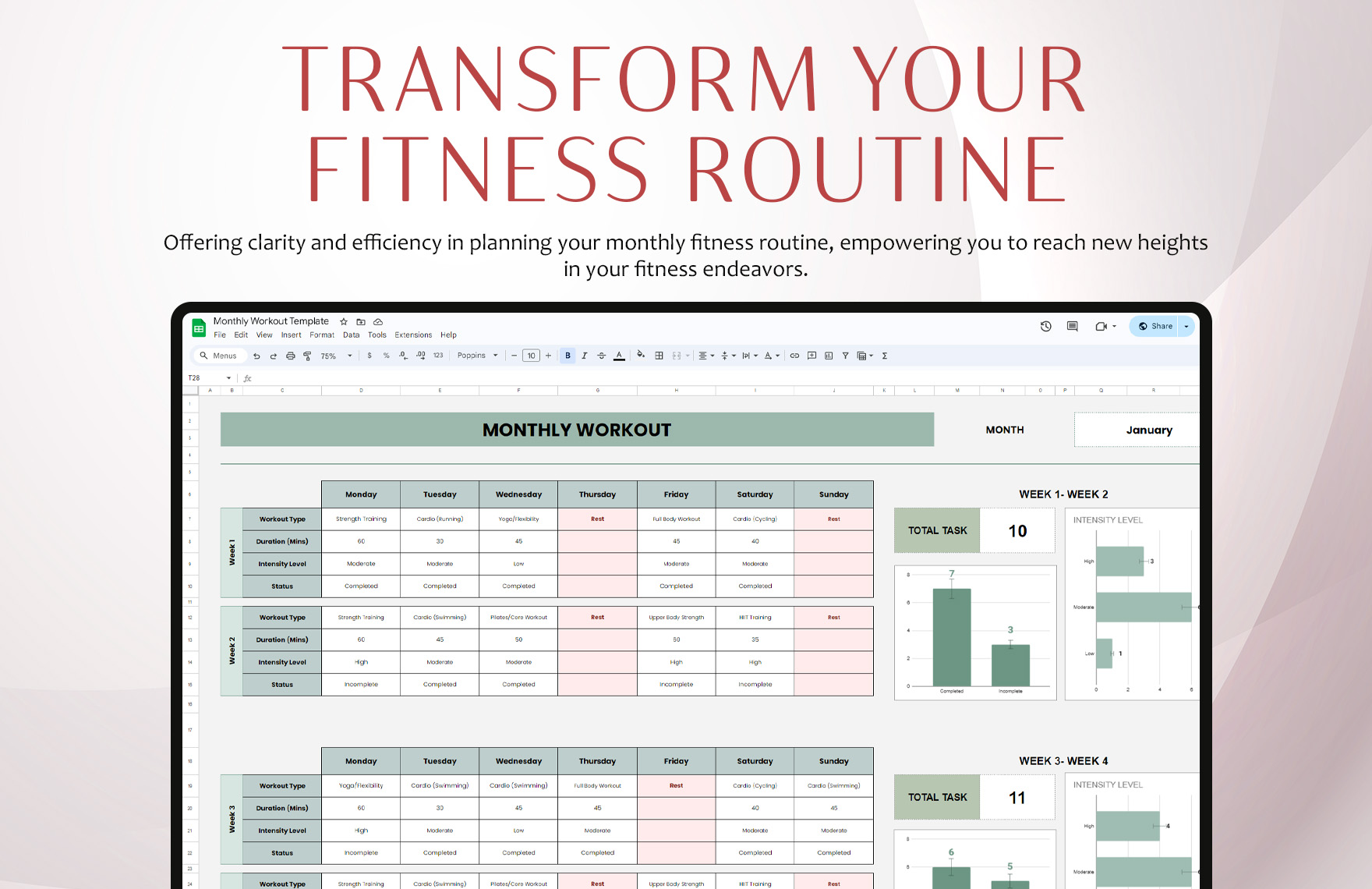 Monthly Workout Template