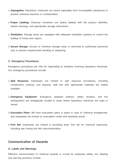 Free Hazard Communication Plan Template to Edit Online