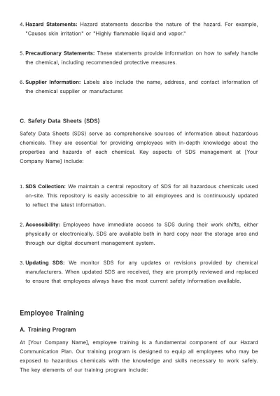 Free Hazard Communication Plan Template to Edit Online
