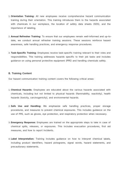 Free Hazard Communication Plan Template to Edit Online