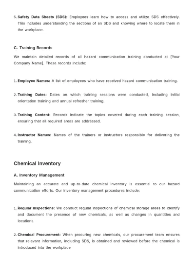 Free Hazard Communication Plan Template to Edit Online