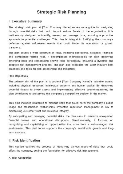 Free Strategic Risk Planning Template to Edit Online