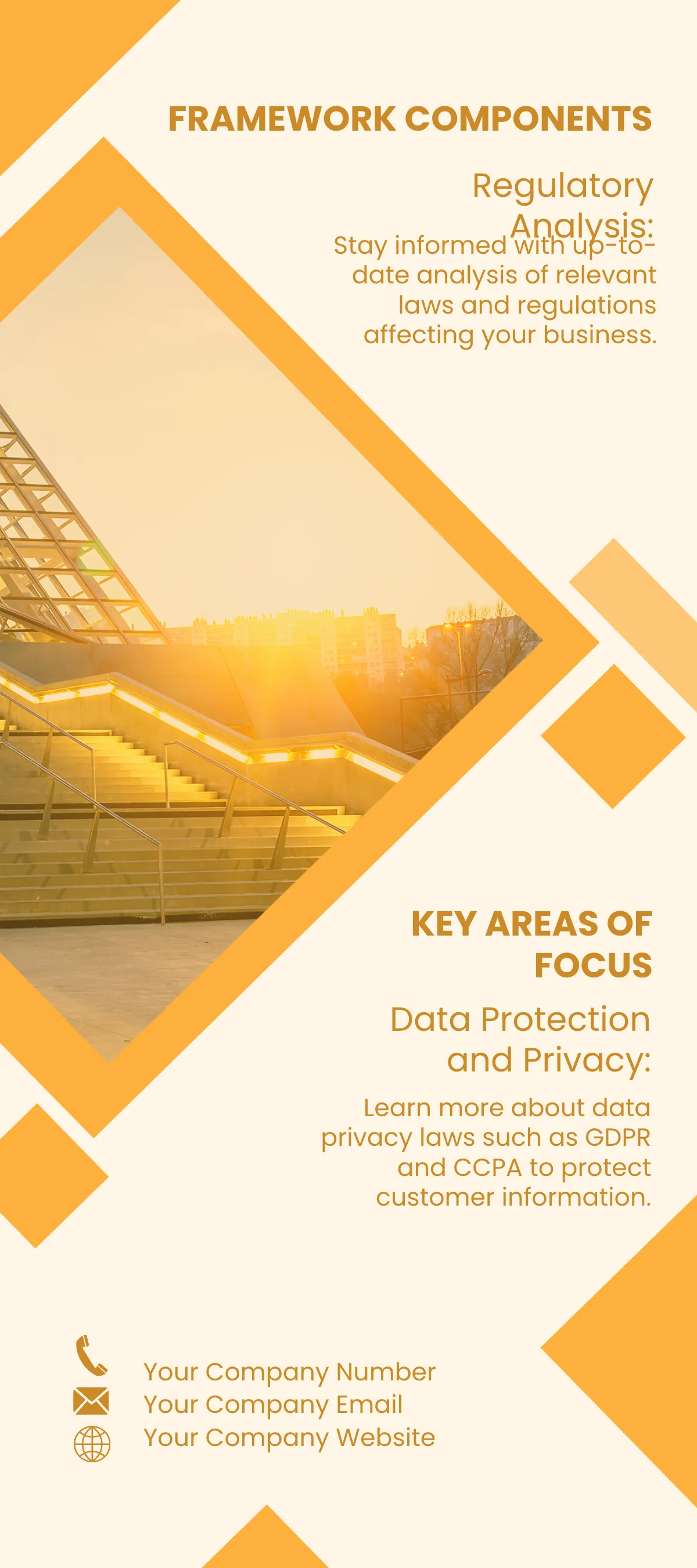 Free Legal Compliance Framework Overview Rack Card Template to Edit Online