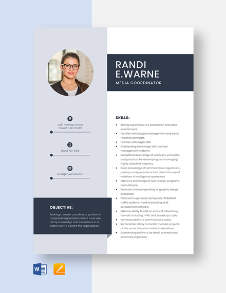 Media Resume - Download in Word, Illustrator, Apple Pages, Publisher ...