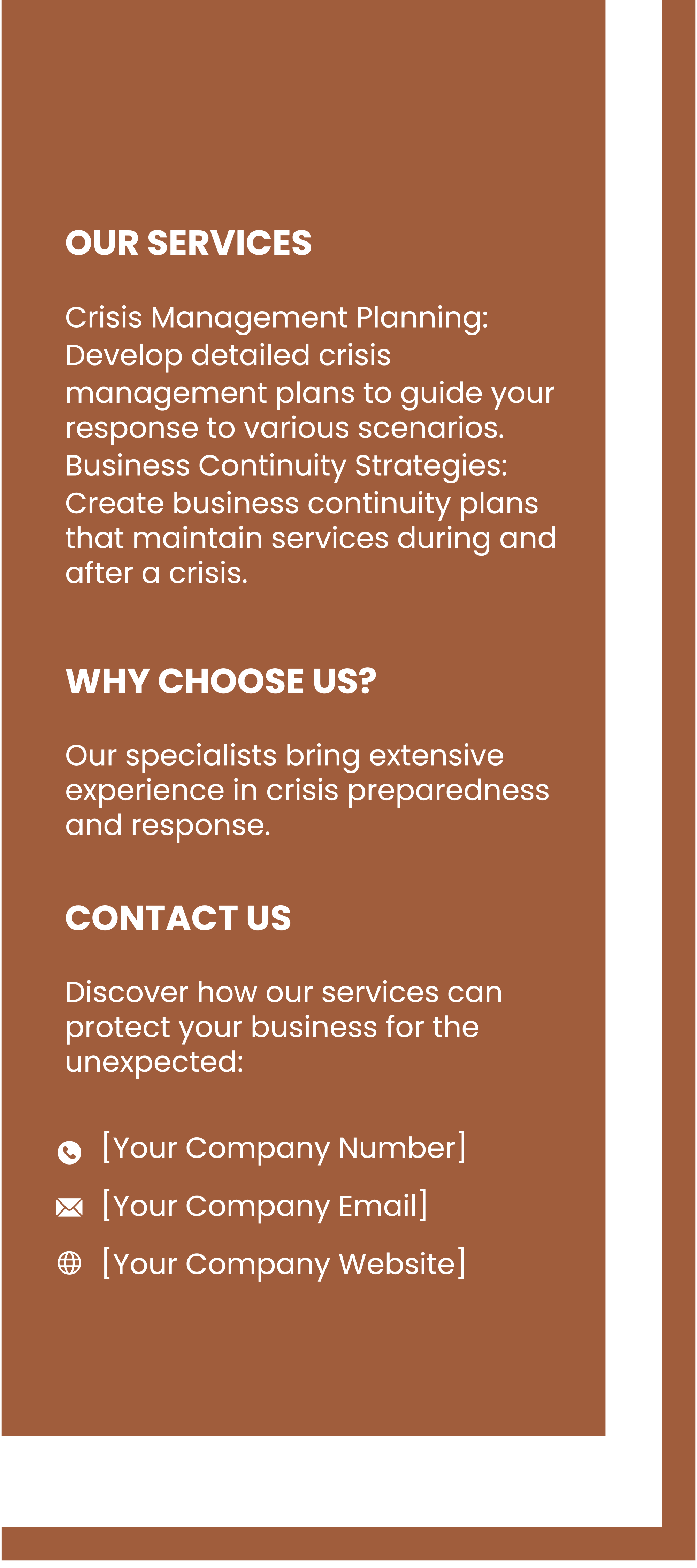 Free Crisis Management and Business Continuity Planning Rack Card Template to Edit Online
