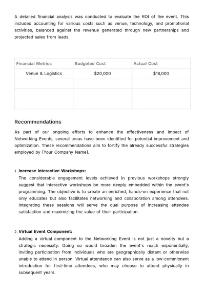 Free Sales Case Study on Successful Networking Event Strategy Template to Edit Online