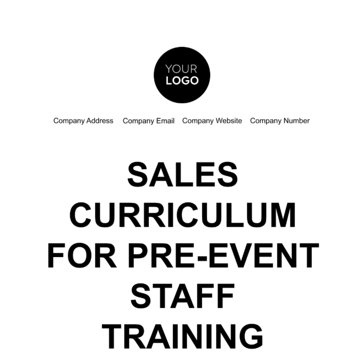Sales Curriculum for Pre-Event Staff Training Template