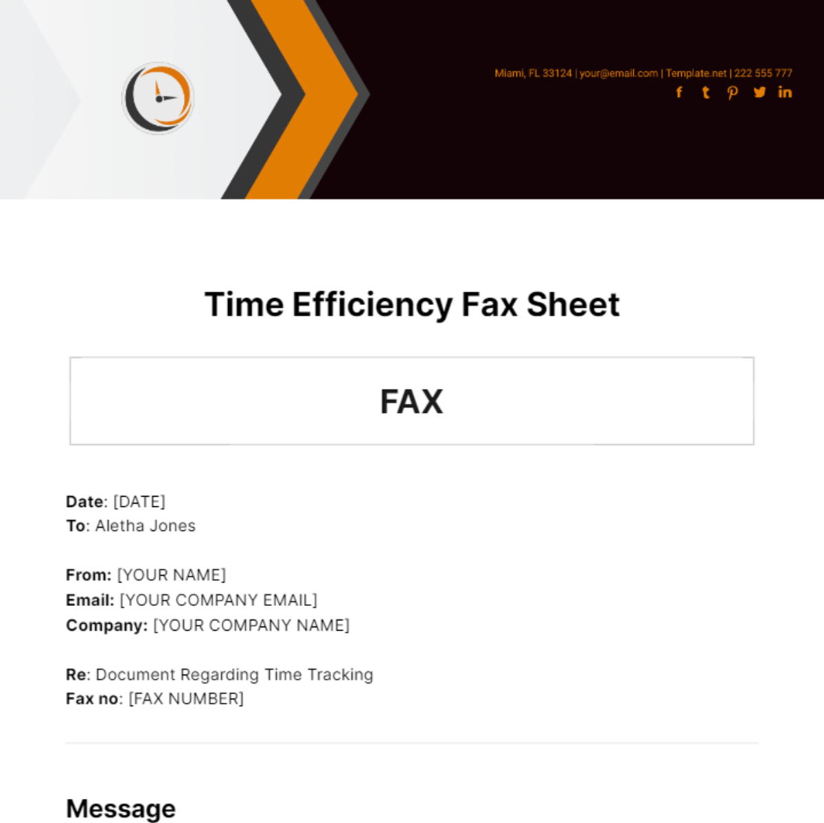 Time Efficiency Fax Sheet Template - Edit Online & Download