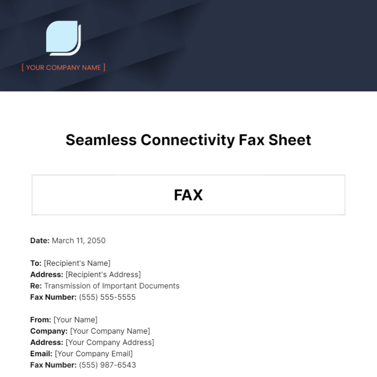 Free Seamless Connectivity Fax Sheet Template