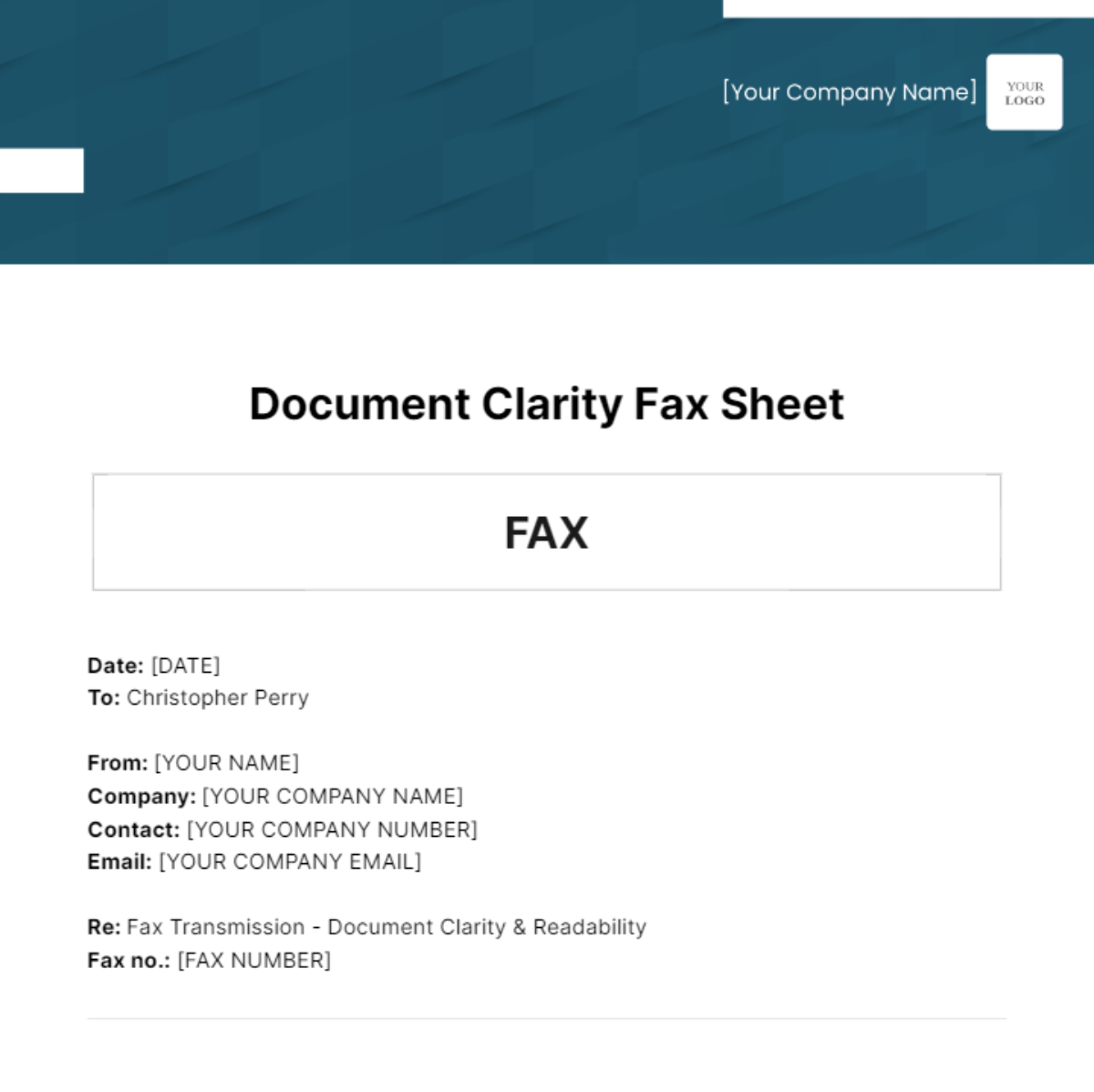 Free Document Clarity Fax Sheet Template