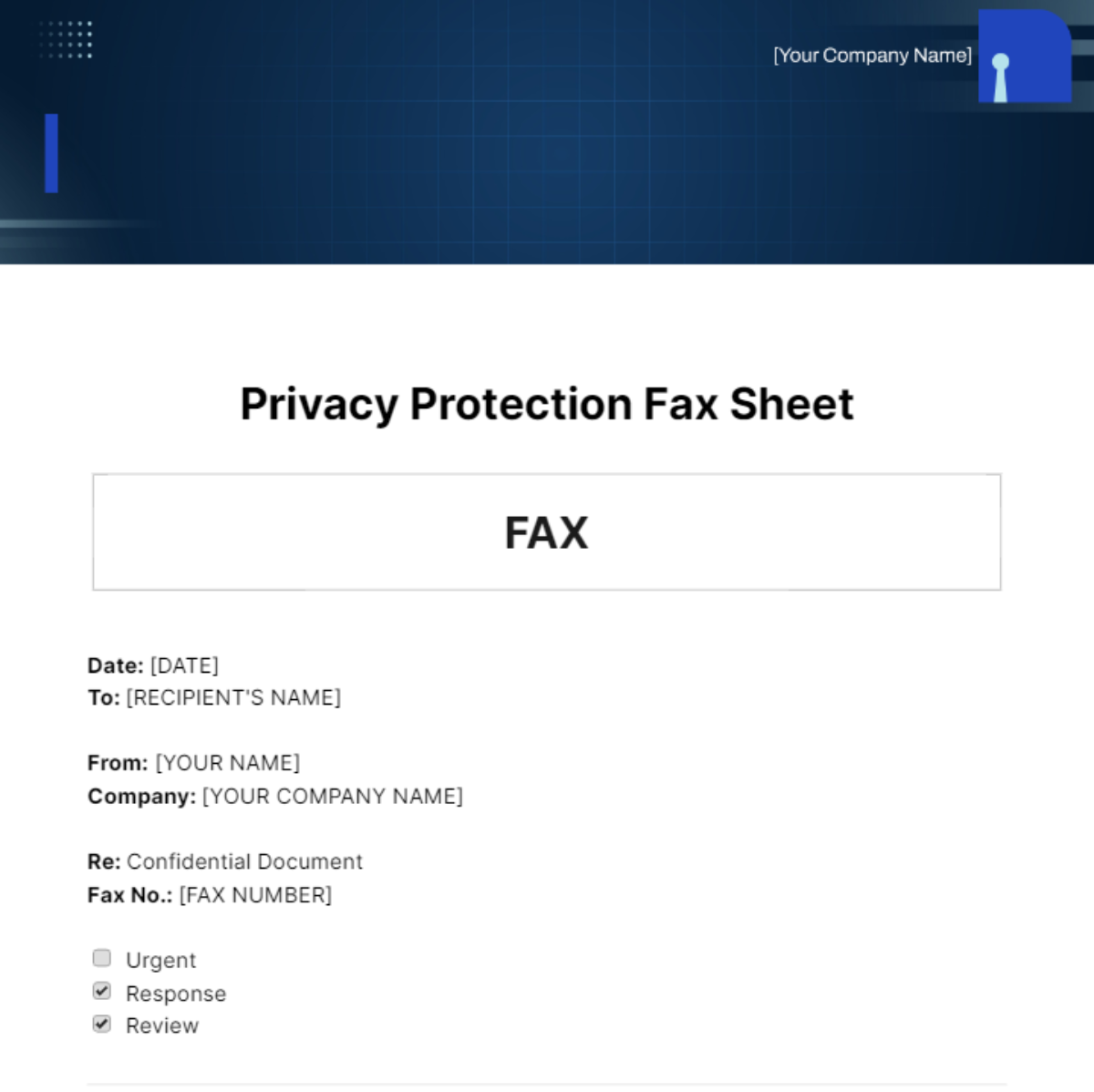 Free Privacy Protection Fax Sheet Template