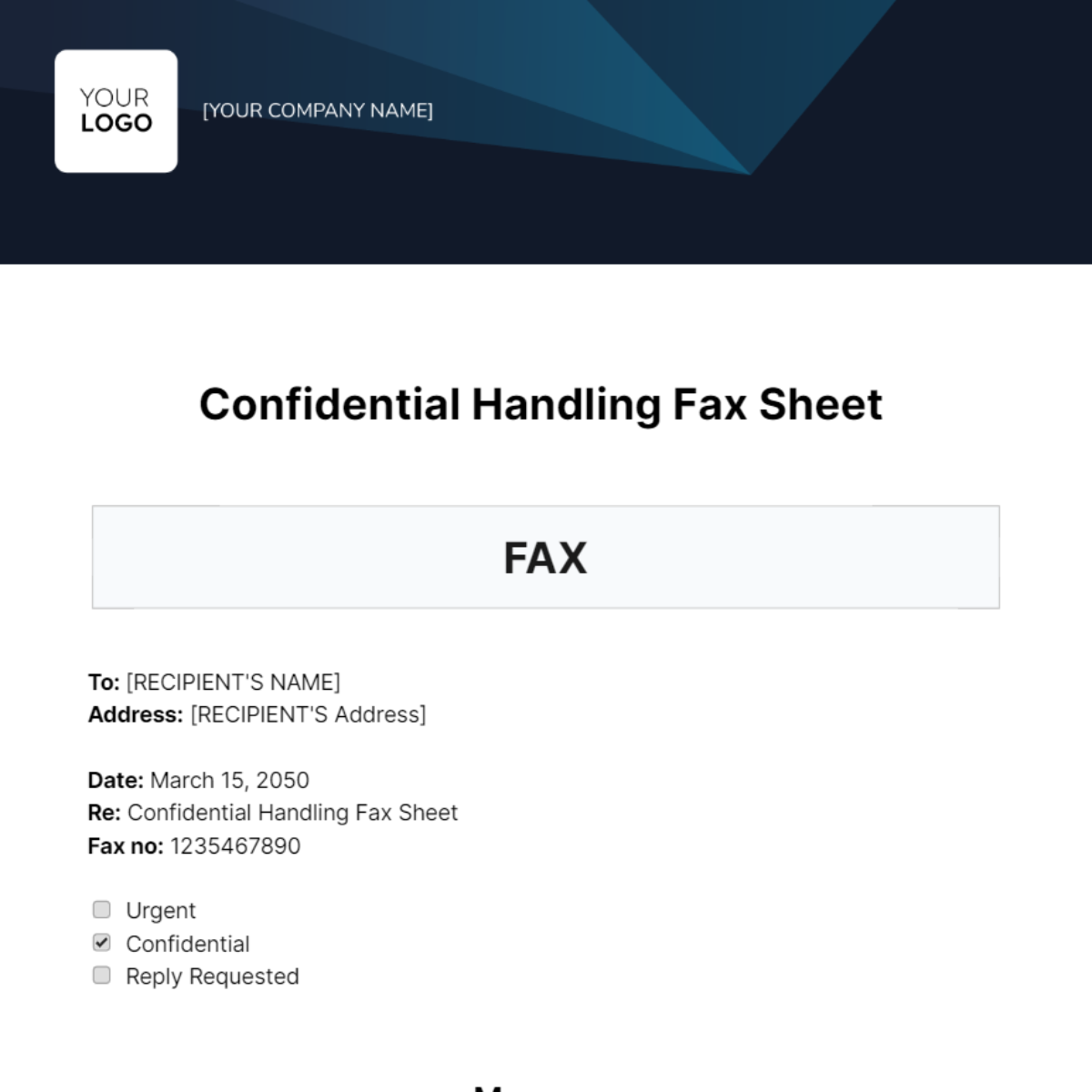 Free Confidential Handling Fax Sheet Template