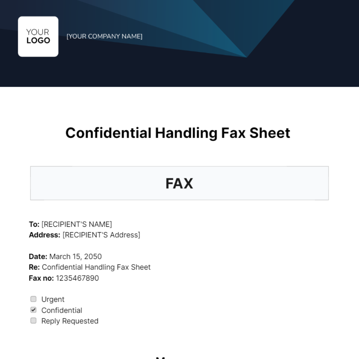 Confidential Handling Fax Sheet Template - Edit Online & Download