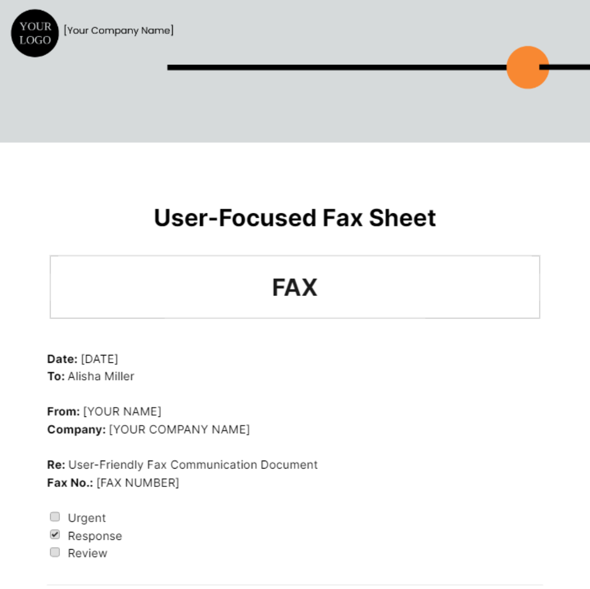 Free User-Focused Fax Sheet Template