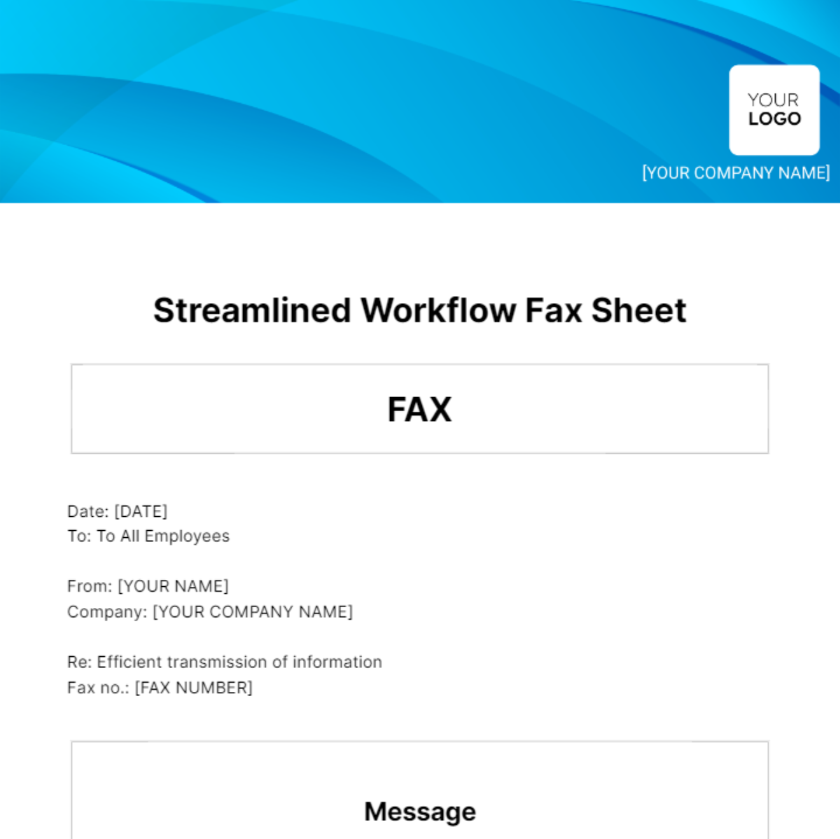 Free Streamlined Workflow Fax Sheet Template