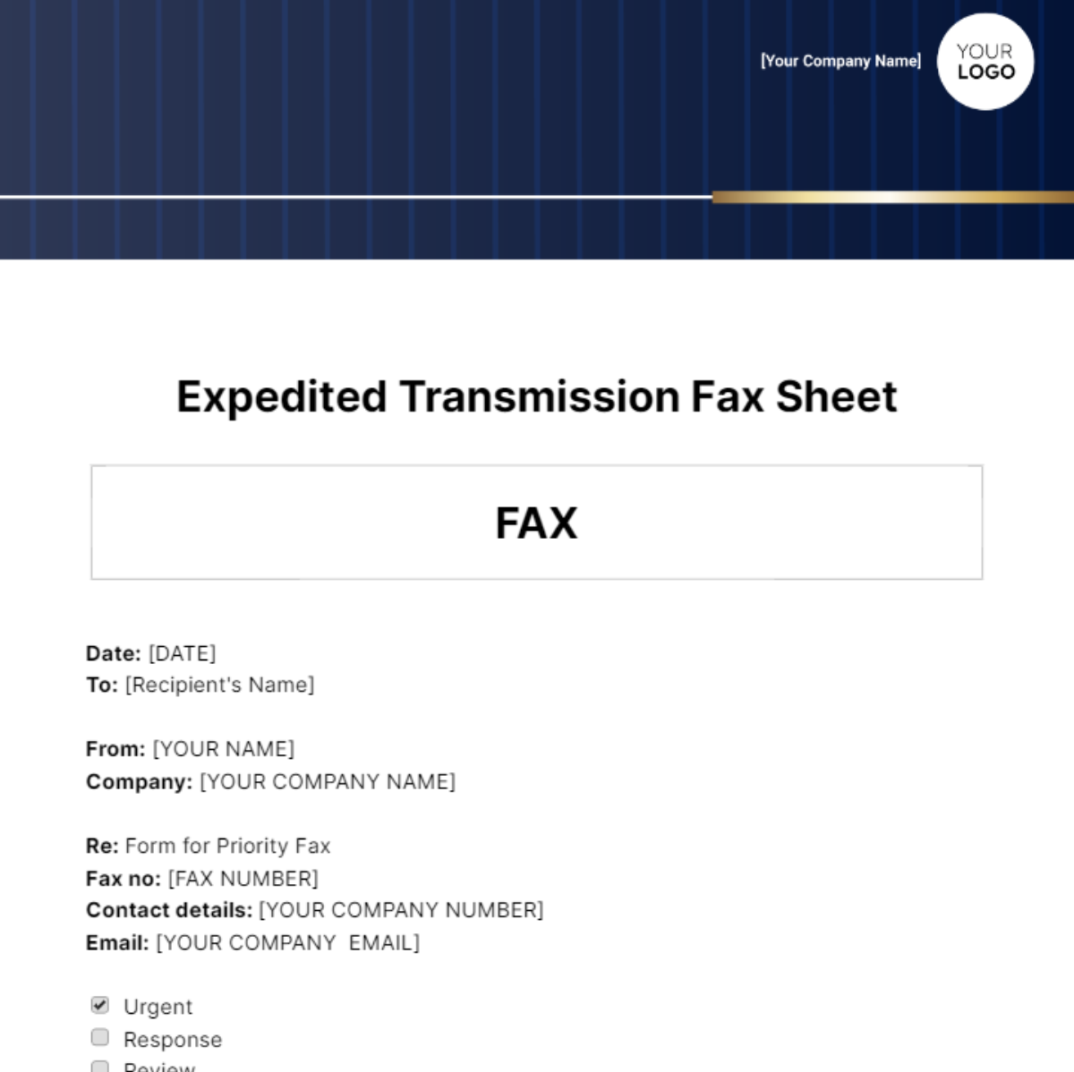 Free Expedited Transmission Fax Sheet Template