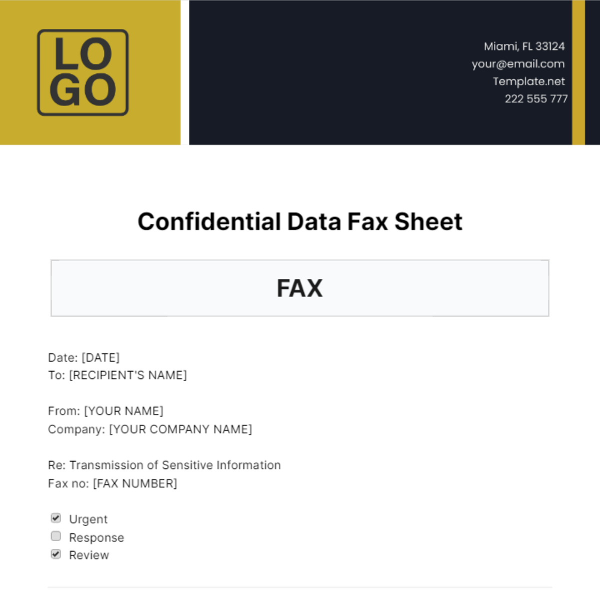 Confidential Data Fax Sheet Template - Edit Online & Download