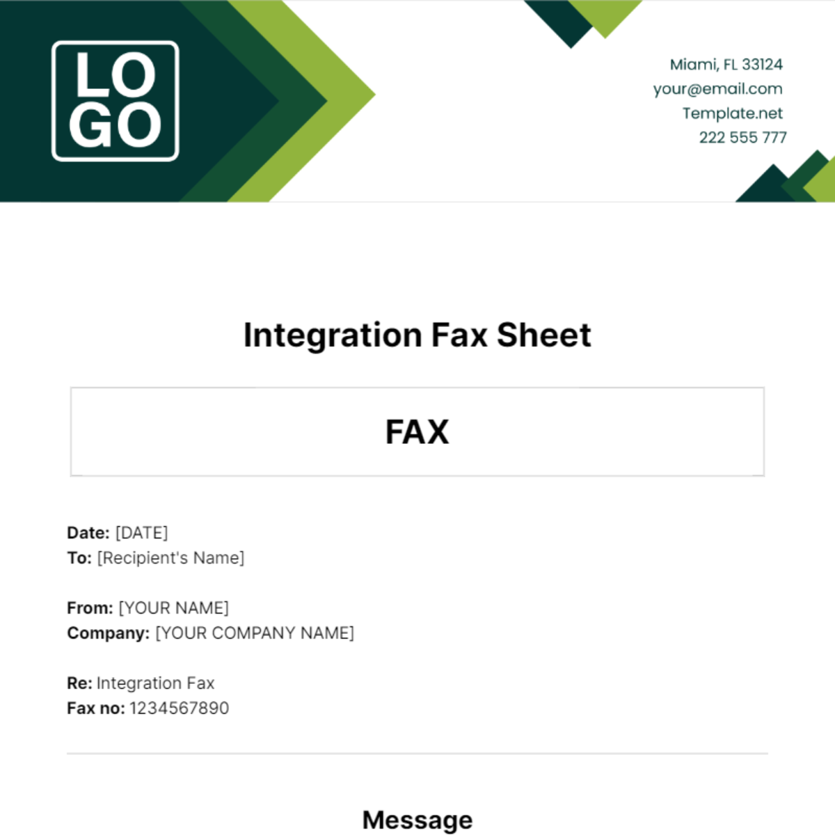 Integration Fax Sheet Template - Edit Online & Download