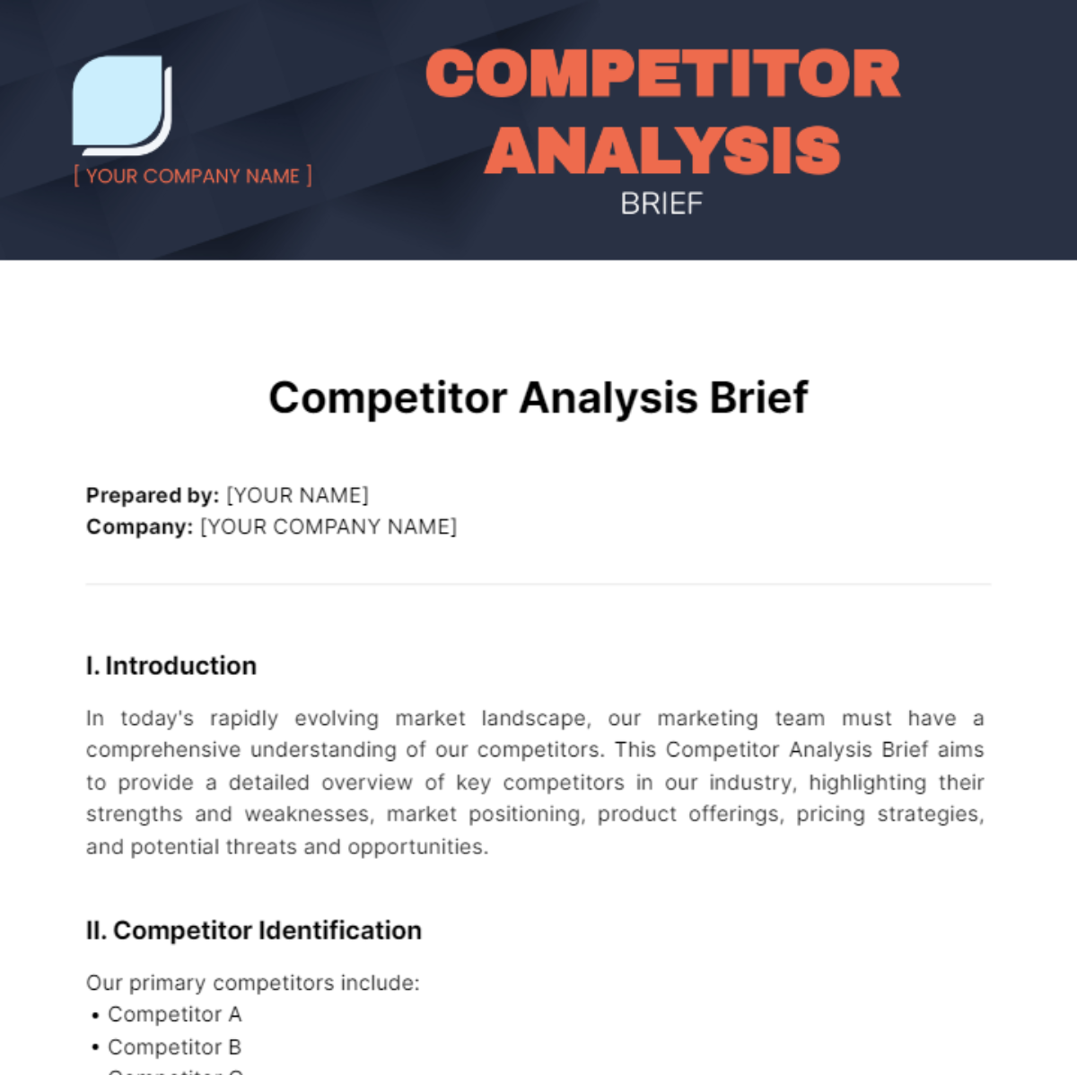Free Competitor Analysis Brief Template
