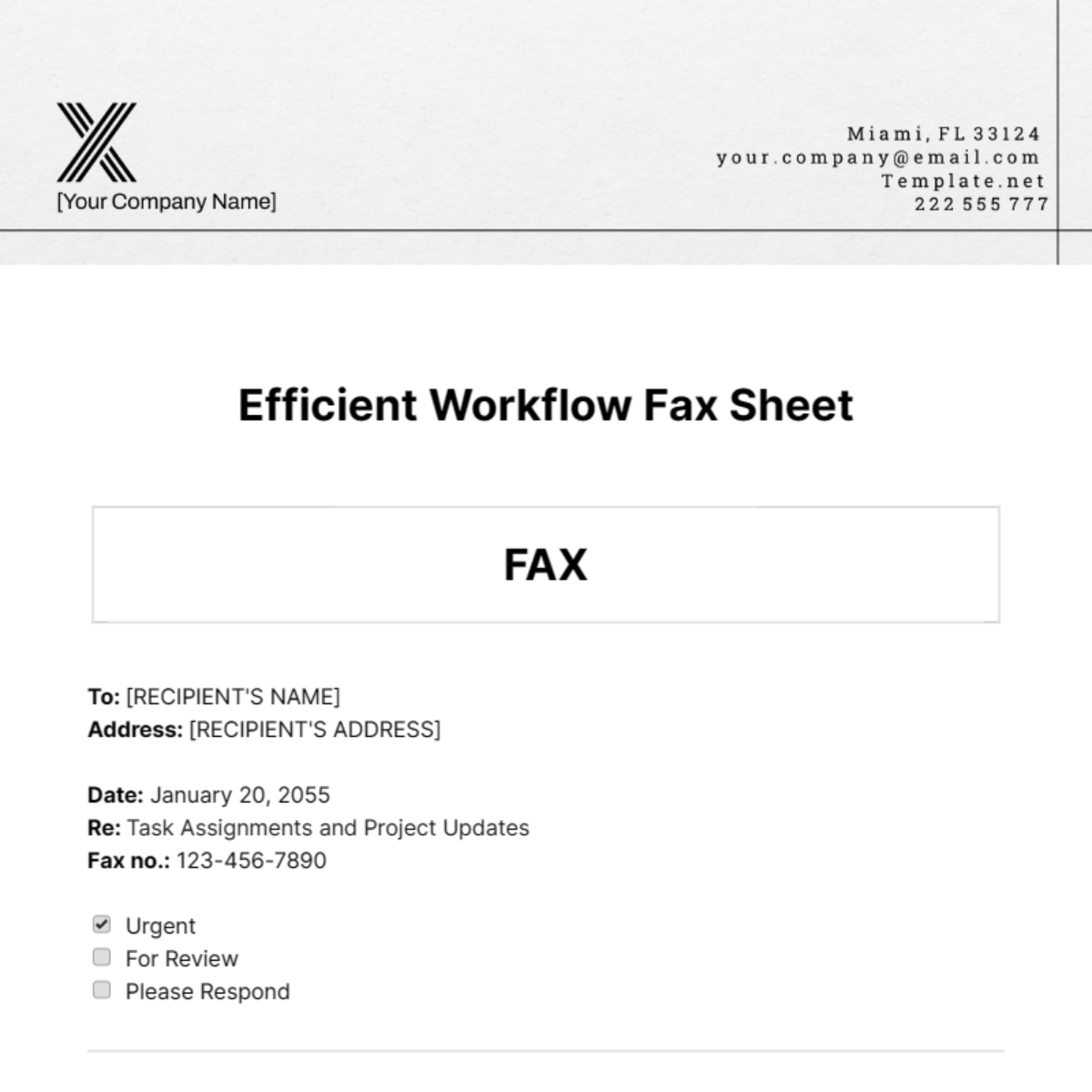 Free Efficient Workflow Fax Sheet Template