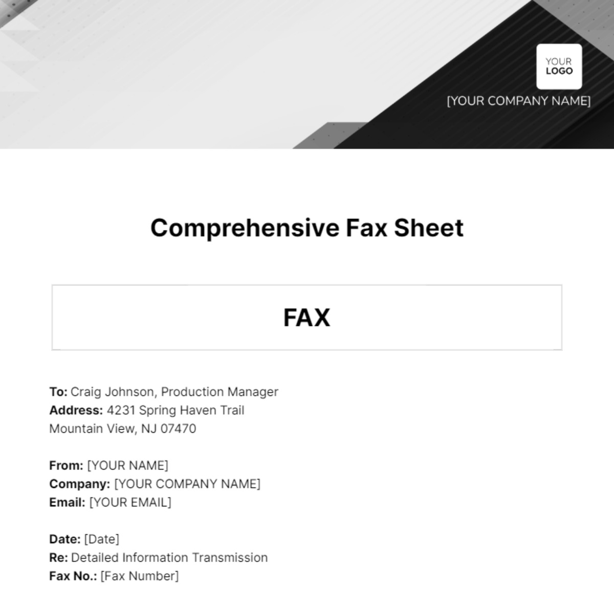 Free Comprehensive Fax Sheet Template