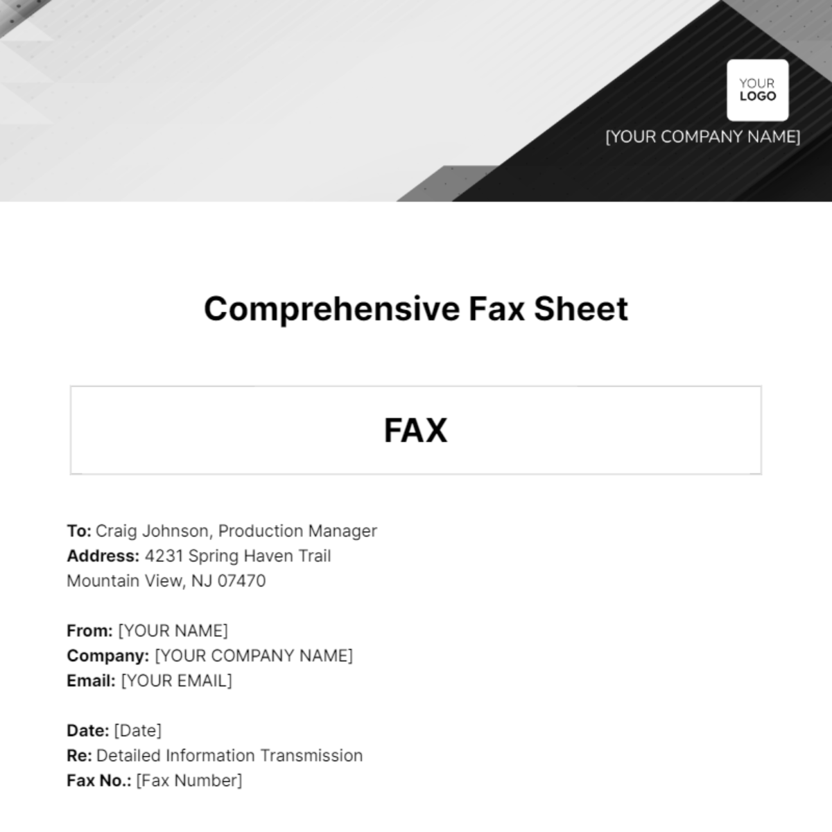 Comprehensive Fax Sheet Template - Edit Online & Download