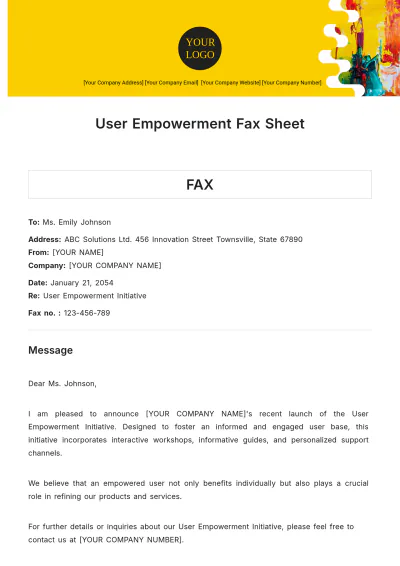 Free User Empowerment Fax Sheet Template to Edit Online