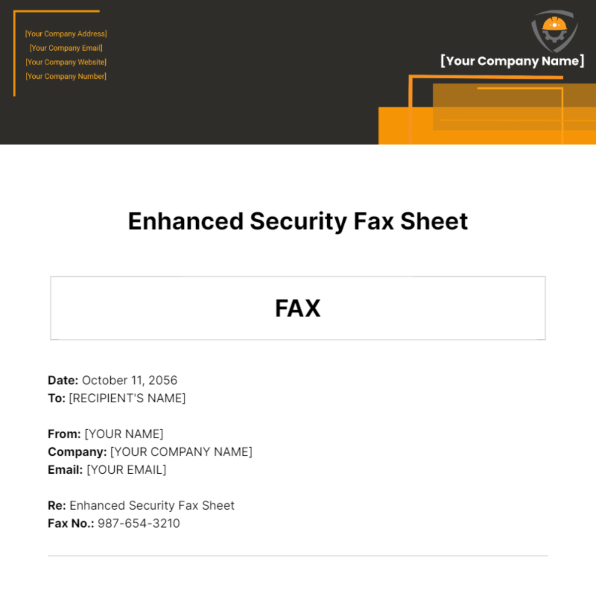 Free Enhanced Security Fax Sheet Template