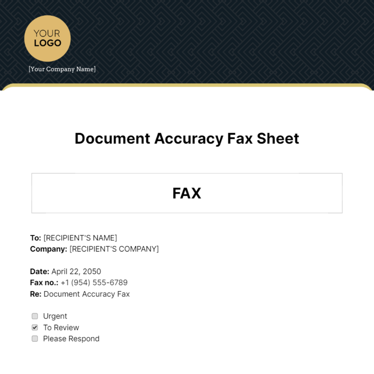 Free Document Accuracy Fax Sheet Template