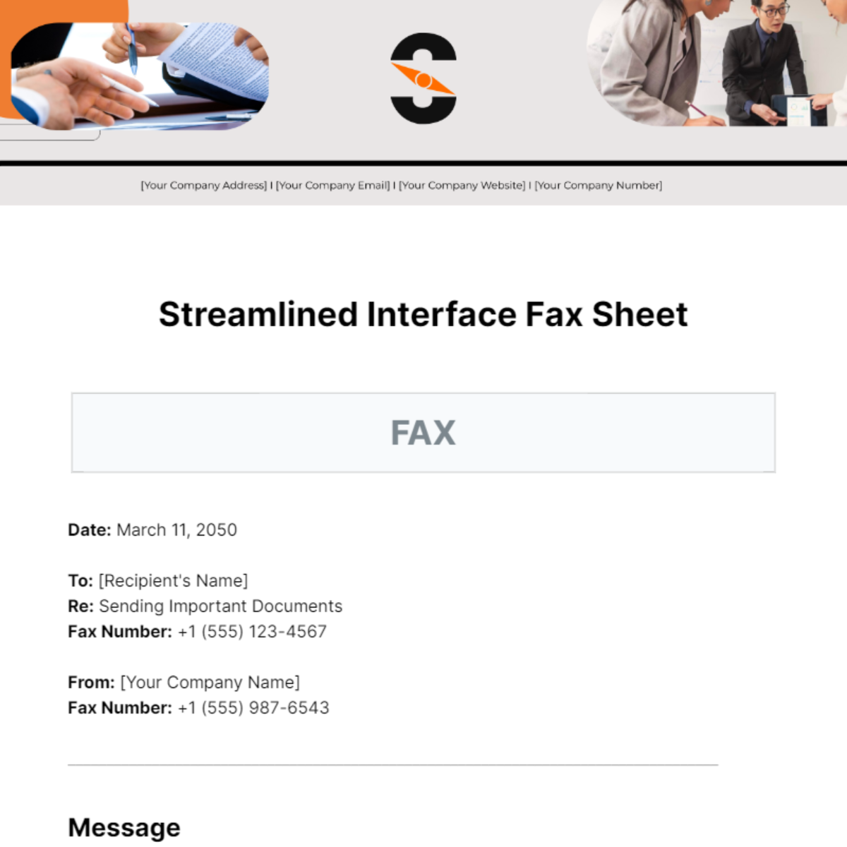 Free Streamlined Interface Fax Sheet Template