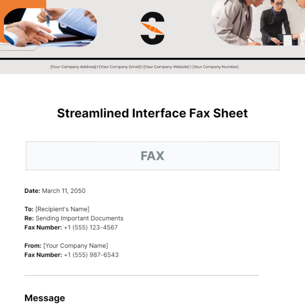 Streamlined Interface Fax Sheet Template - Edit Online & Download