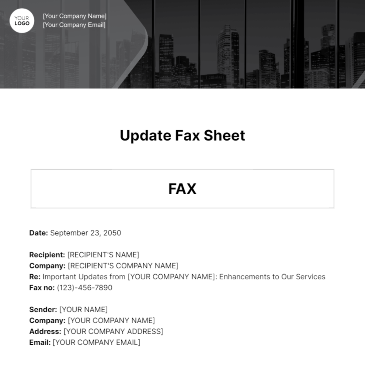 Free Update Fax Sheet Template