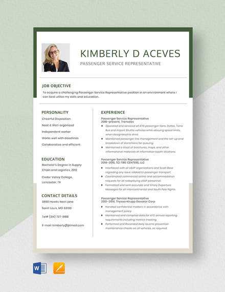 Customer Service Representative Resume Format Template - Illustrator ...