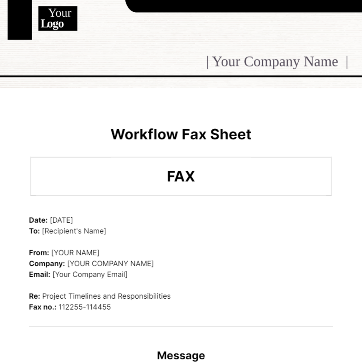 Free Workflow Fax Sheet Template