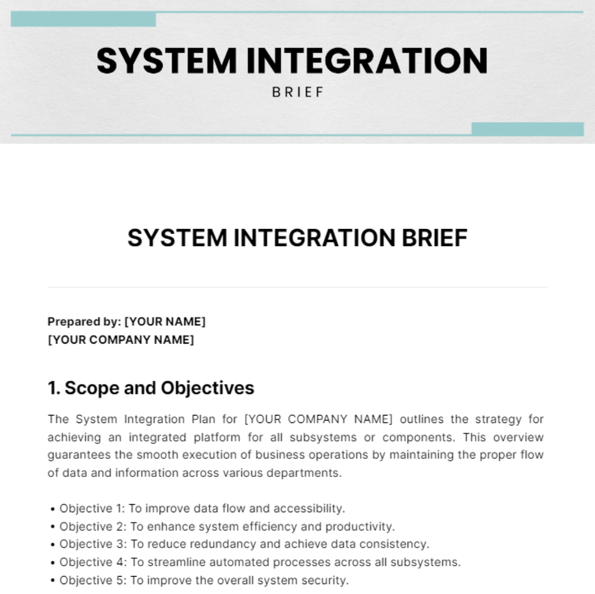 System Integration Brief Template