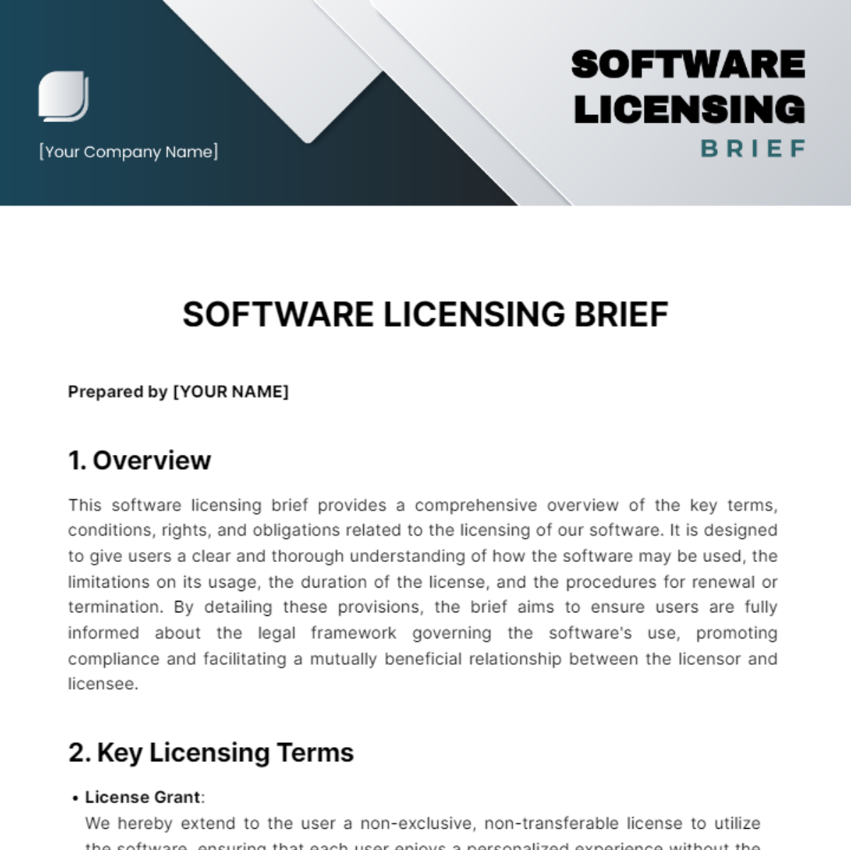 Software Licensing Brief Template