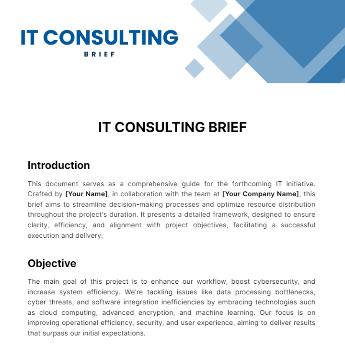 Free IT Consulting Brief Template