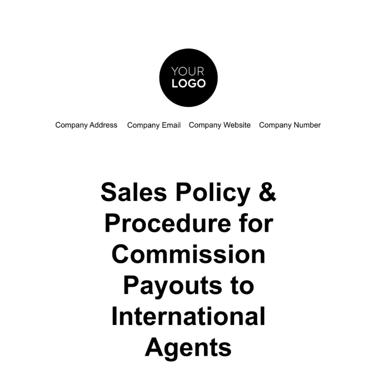 Sales Policy & Procedure for Commission Payouts to International Agents Template