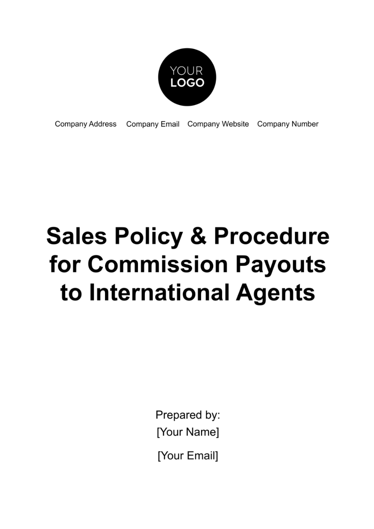 Sales Policy & Procedure for Commission Payouts to International Agents Template - Edit Online & Download