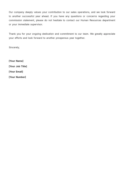 Free Sales Yearly Commission Statement Template to Edit Online