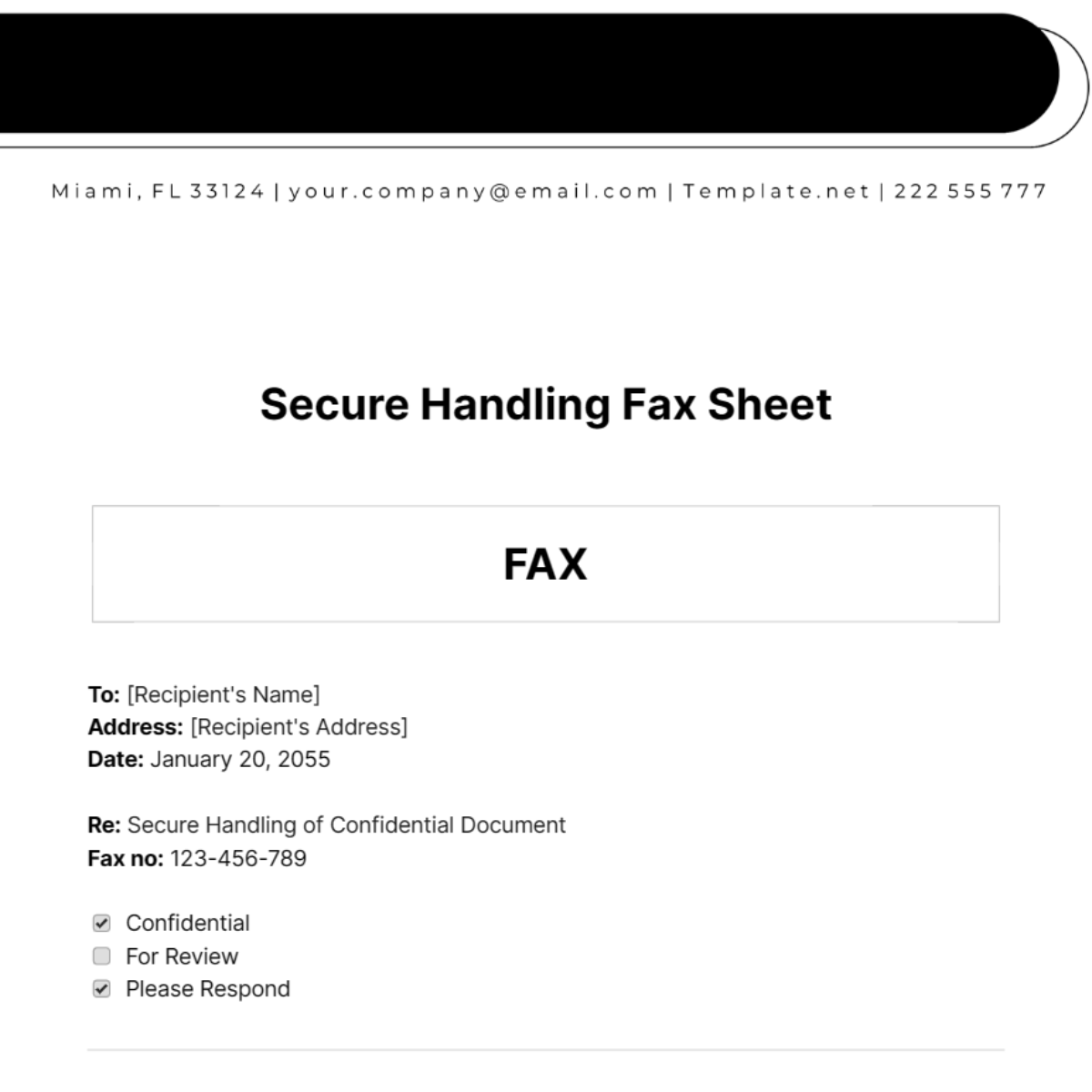 Free Secure Handling Fax Sheet Template