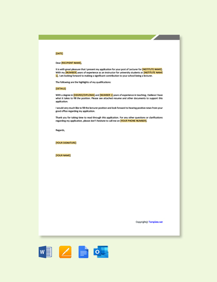 application letter google docs template