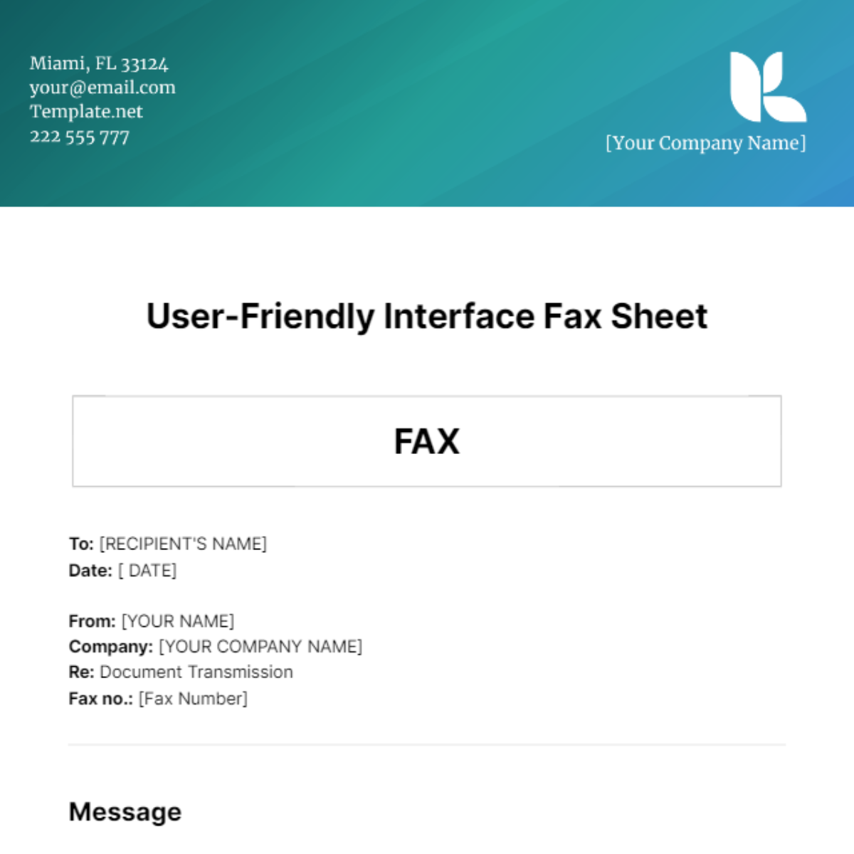 Free User-Friendly Interface Fax Sheet Template