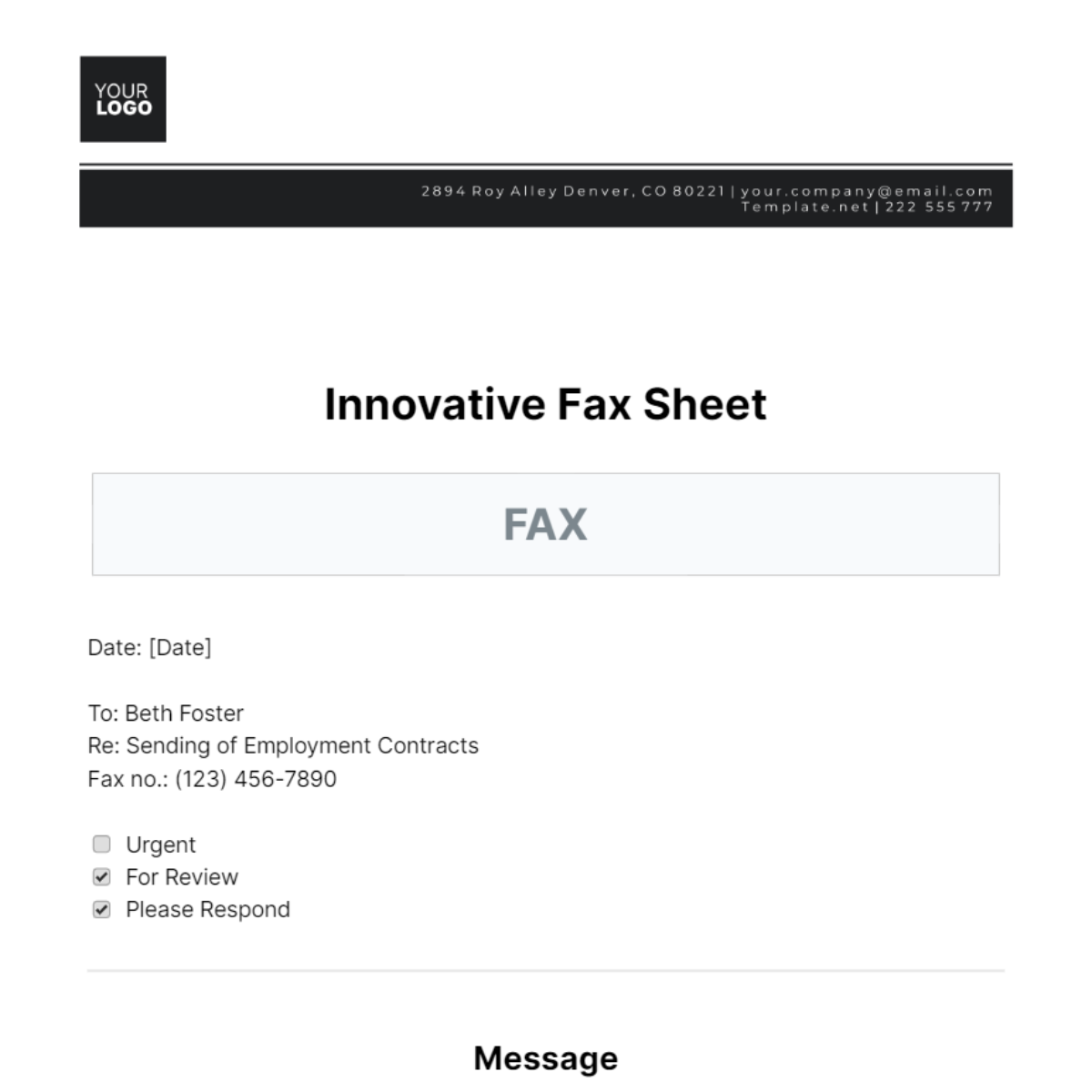 Free Innovative Fax Sheet Template
