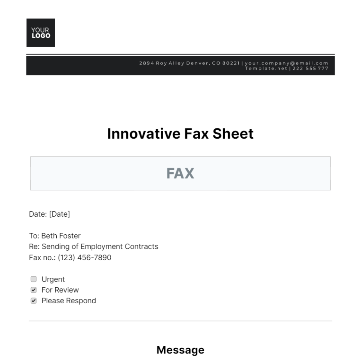 Innovative Fax Sheet Template - Edit Online & Download