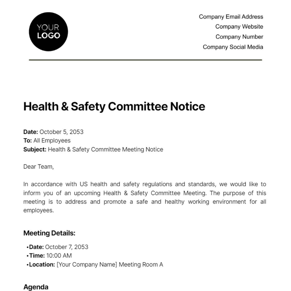 Health & Safety Committee Notice Template
