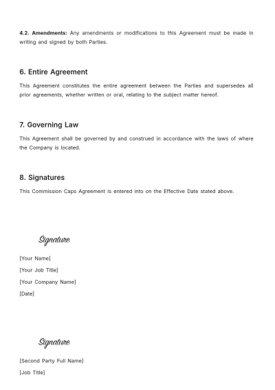 Free Sales Caps Agreement Template to Edit Online