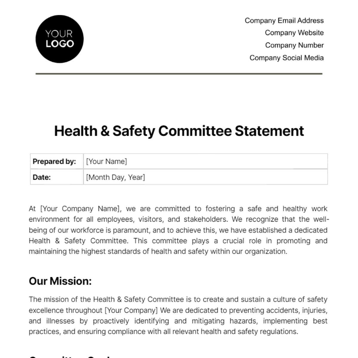 Health & Safety Committee Statement Template